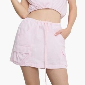GOOD AMERICAN Parachute Mini Skirt Pink Women Size Medium Casual Summer Everyday